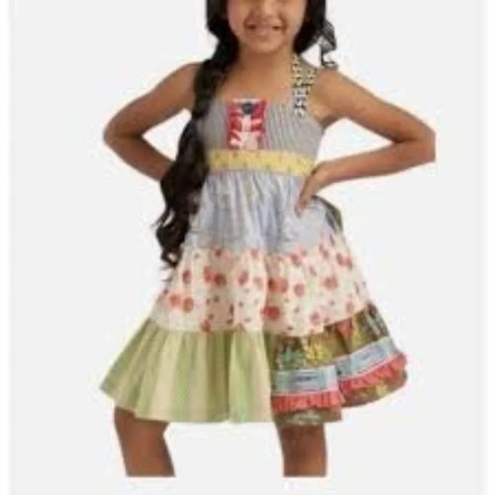 Matilda Jane Tiered Sundress‎ Girls Size 4 Multi Gingham Bodice Spaghetti Strap